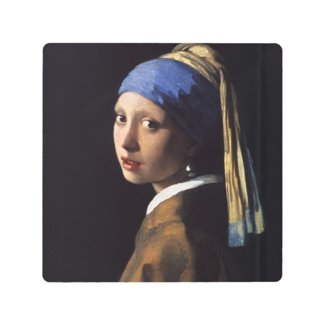 Vermeer Girl Pearl Earring Masterpiece Painting Metal Print (Front)