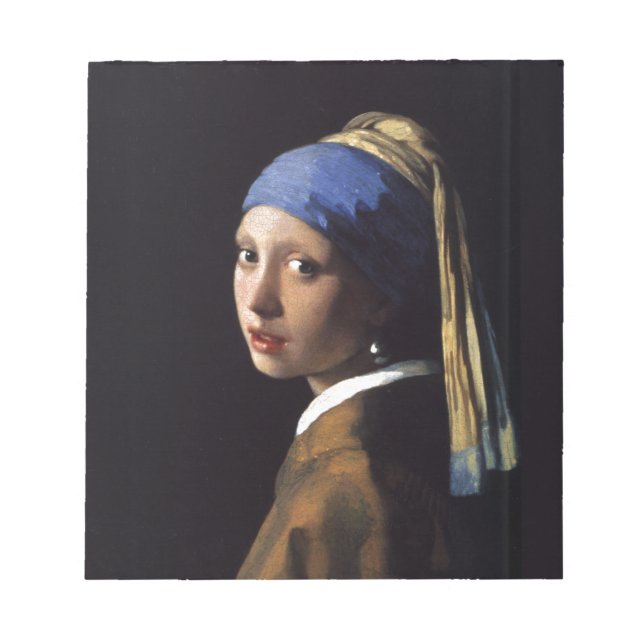 Vermeer Girl Pearl Earring Masterpiece Painting Notepad (Front)