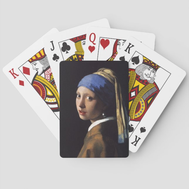 Vermeer Girl Pearl Earring Masterpiece Painting Poker Cards (Back)