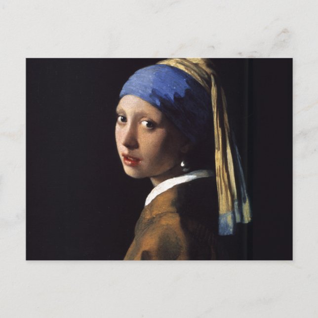 Vermeer Girl Pearl Earring Masterpiece Painting Postcard (Front)