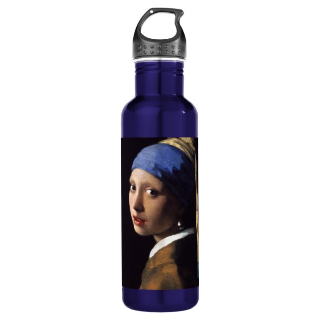 Vermeer Girl Pearl Earring Masterpiece Painting Stainless Steel Water Bottle (Front)