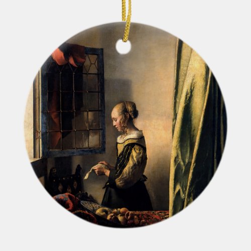 Vermeer _ Girl Reading a Letter at an Open Window Ceramic Ornament
