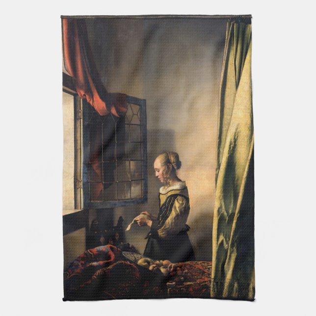 Vermeer - Girl Reading a Letter at an Open Window Kitchen Towel (Vertical)