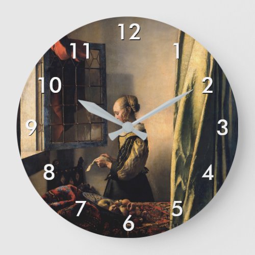 Vermeer _ Girl Reading a Letter at an Open Window Large Clock