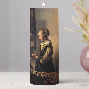 Vermeer - Girl Reading a Letter at an Open Window Pillar Candle