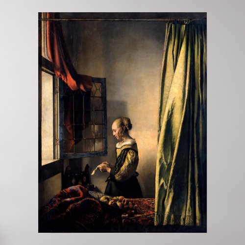 Vermeer _ Girl Reading a Letter at an Open Window Poster