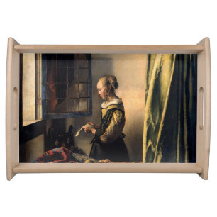 Vermeer - Girl Reading a Letter at an Open Window Serving Tray