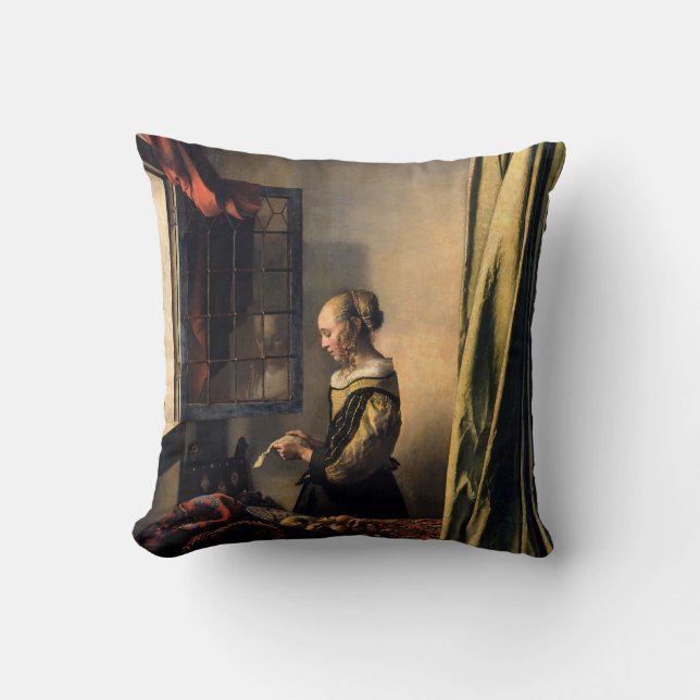Vermeer - Girl Reading a Letter at an Open Window Throw Pillow (Front)
