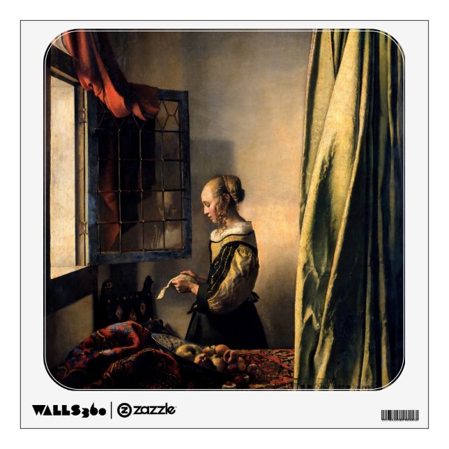Vermeer - Girl Reading a Letter at an Open Window Wall Decal (Front)