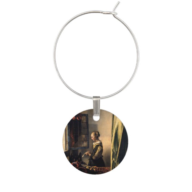 Vermeer - Girl Reading a Letter at an Open Window Wine Charm (Front)