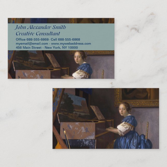 Vermeer - Lady Seated at a Virginal Fine Art Business Card (Front/Back)