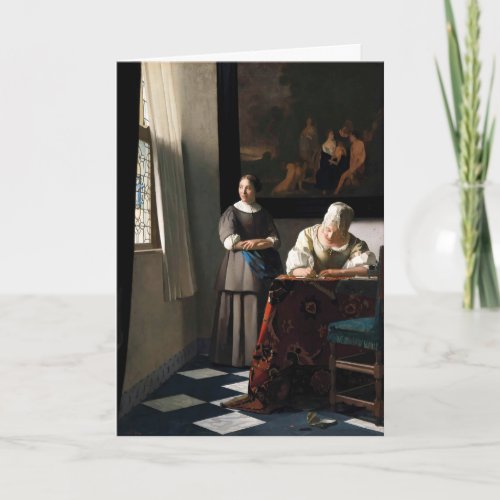 Vermeer _ Lady Writing a Letter with her Maid Card