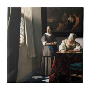 Vermeer - Lady Writing a Letter with her Maid Ceramic Tile