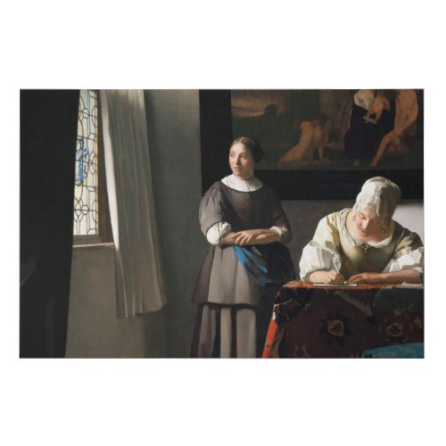Vermeer _ Lady Writing a Letter with her Maid Faux Canvas Print