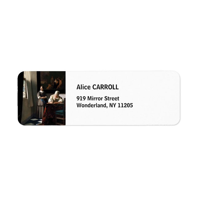 Vermeer - Lady Writing a Letter with her Maid Label (Front)