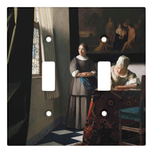 Vermeer _ Lady Writing a Letter with her Maid Light Switch Cover