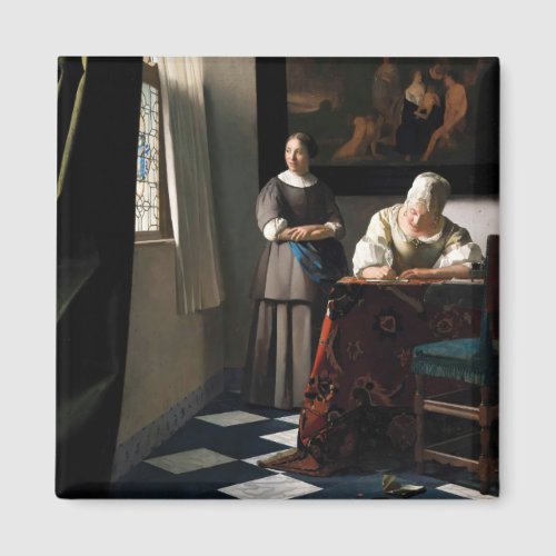 Vermeer _ Lady Writing a Letter with her Maid Magnet