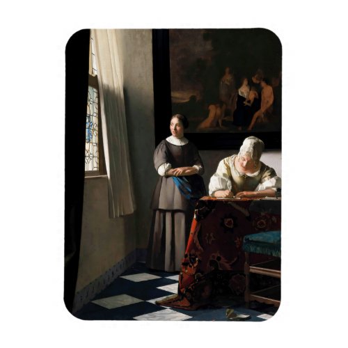 Vermeer _ Lady Writing a Letter with her Maid Magnet