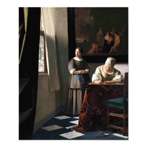 Vermeer _ Lady Writing a Letter with her Maid Photo Print