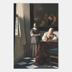 Vermeer - Lady Writing a Letter with her Maid Wrapping Paper Sheets