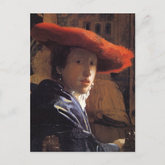 Vermeer Painting - Girl with a Red Hat Postcard (Front)