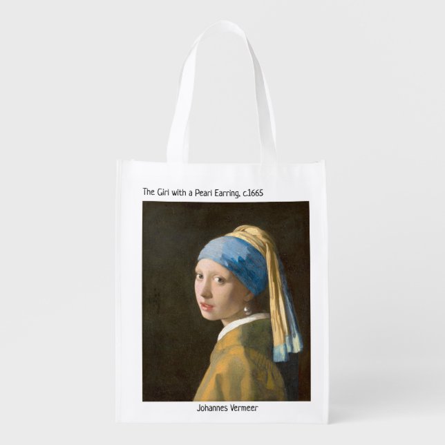 Vermeer Painting's T Shirt Grocery Bag (Front)