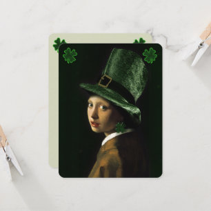 Vermeer Pearl Earring Clover St Patrick's Day Invitation