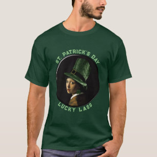 Vermeer Pearl Earring Clover St Patrick's Day T-Shirt