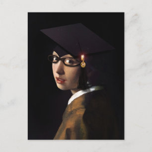 Vermeer Pearl Earring Graduation Grad Cap Announcement Postcard