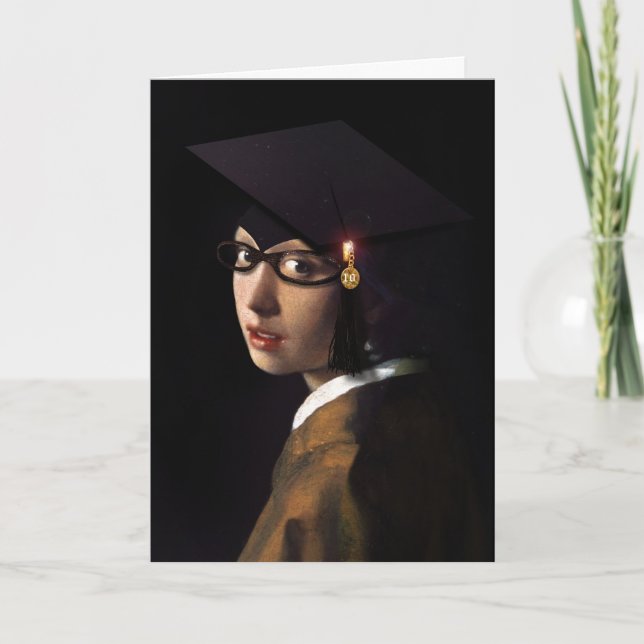 Vermeer Pearl Earring  Graduation Grad Cap Card (Front)
