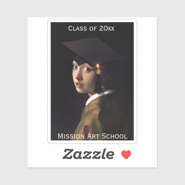 Vermeer Pearl Earring  Graduation Grad Cap Sticker (Sheet)