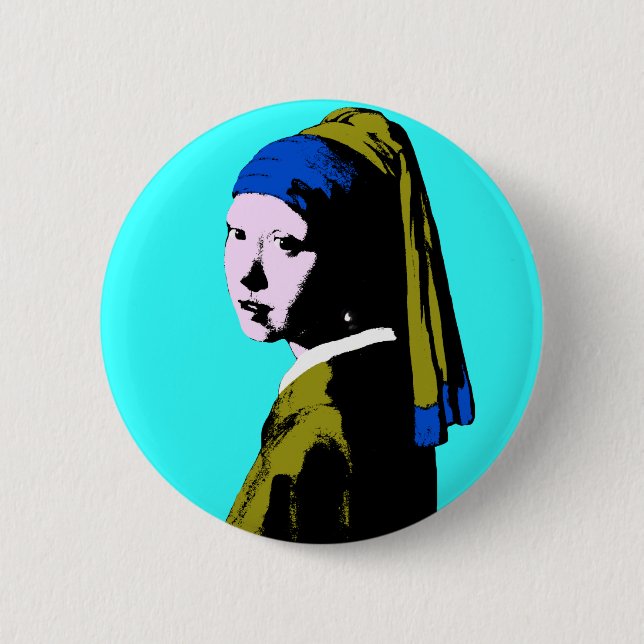Vermeer Pearl Earring  Pop Art Pinback Button (Front)