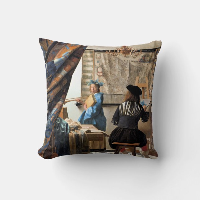 Vermeer - The Art of Painting Throw Pillow (Front)