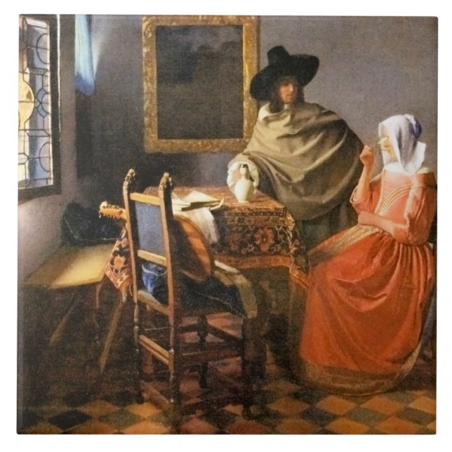 Vermeer - The Glass of Wine, Ceramic Tile (Front)