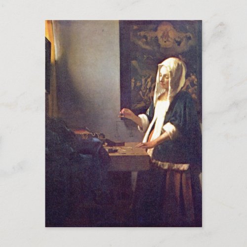 Vermeer van Delft Jan Die Perlenwgerin Woman Hol Postcard