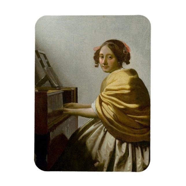 Vermeer Woman Playing Keyboard Magnet (Vertical)