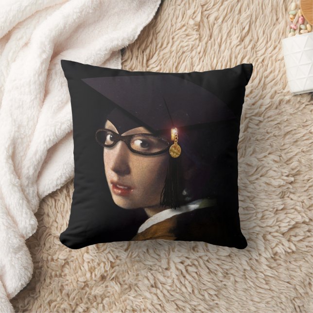 Vermeer's Girl Graduates Throw Pillow (Blanket)