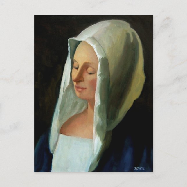 VERMEER'S LADY WEIGHING GOLD POSTCARD (Front)