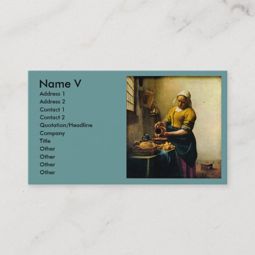 Vermeer's Maidservant Pouring Milk (circa 1660) Business Card Templates