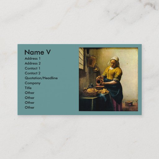 Customizable Vermeer's Maidservant Pouring Milk (circa 1660) Business Card Templates