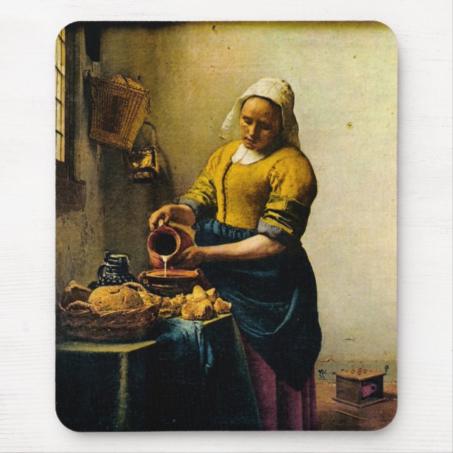 Vermeer's Maidservant Pouring Milk (circa 1660) Mouse Pad (Front)