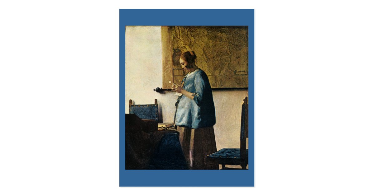 Vermeer's Woman in Blue Reading a Letter ca.1665 Postcard Vermeer's Woman in Blue Reading a Letter ca.1665 Postcard