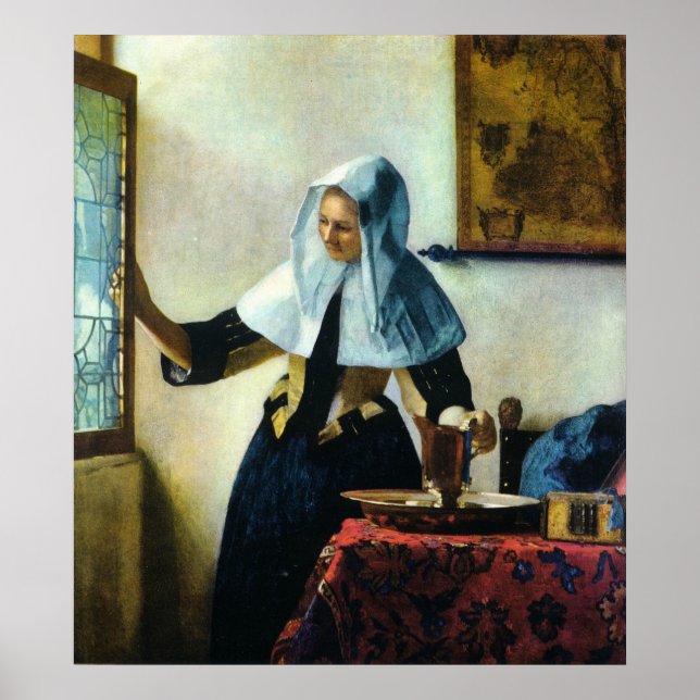 Vermeer's Young Woman with a Water Pitcher ca 1665 Poster (Front)