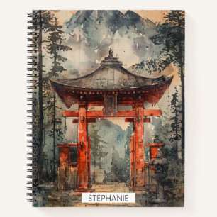 Vermilion Mountain Gate Ink Wash Notebook