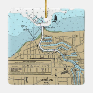 Vermilion Ohio Nautical Chart Ceramic Ornament