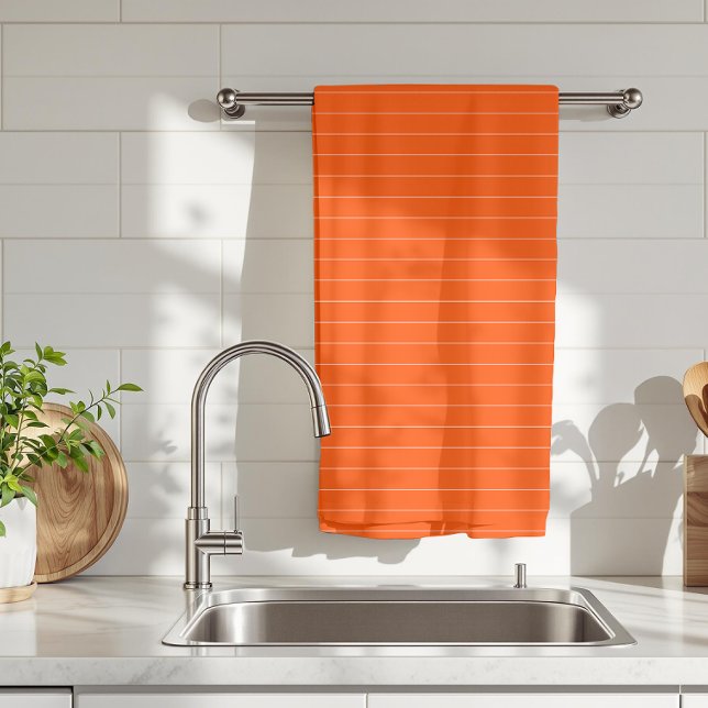 Vermilion Red and White Thin Horizontal Striped Kitchen Towel (Creator Uploaded)