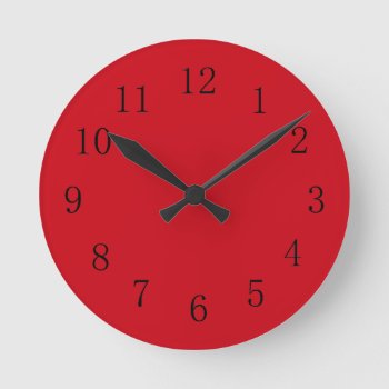 Vermilion Red Kitchen Wall Clock by Red_Clocks at Zazzle