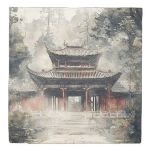 Vermilion Temple Gate Watercolor Ink (1) Duvet Cover