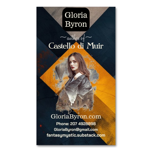 Vermillion Black Bookmarks Author Promotions  Busi Business Card Magnet (Front Vertical)
