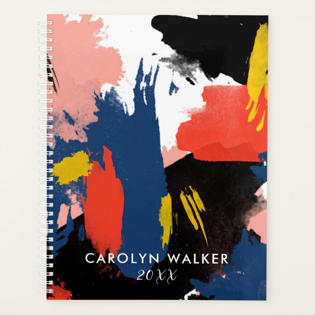 Vermillion Black & Navy - Abstract Watercolor Planner (Front)